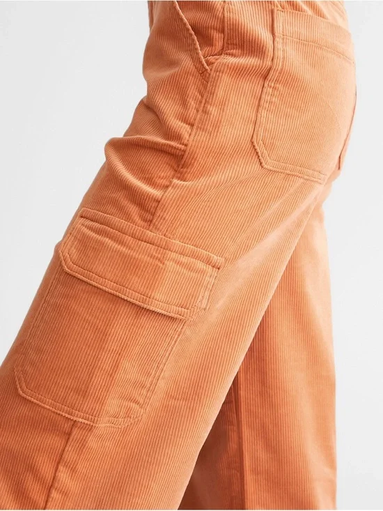 KanCan Retail $90 90s Cropped Wide Leg Corduroy Cargo Pants Sz 24 Sherry - Picture 2 of 14